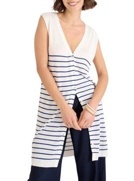 Colete comprido Naf Naf às riscas marinheiro para mulher.