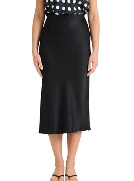 Saia de cetim preto Naf Naf para mulher.