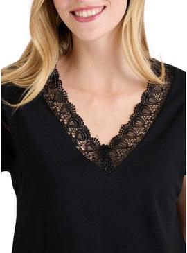 Camiseta Naf Naf Shara preta para mulher.