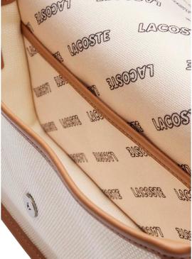Bolsa Lacoste Jacquard Heritage bege para mulher