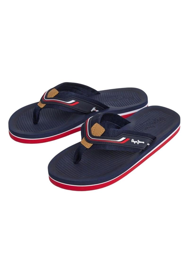 Chinelos Pepe Jeans West Club azul marinho para homens.