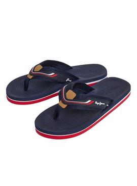 Chinelos Pepe Jeans West Club azul marinho para homens.