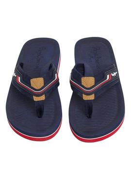 Chinelos Pepe Jeans West Club azul marinho para homens.