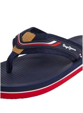 Chinelos Pepe Jeans West Club azul marinho para homens.