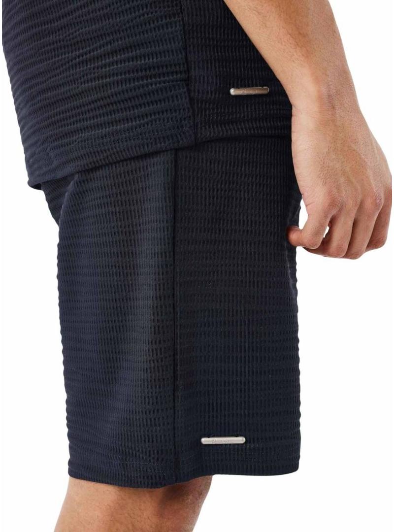 Bermuda Projeto  X Paris em tecido preto texturizado para homem.