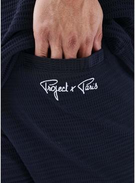 Bermuda Projeto  X Paris em tecido preto texturizado para homem.