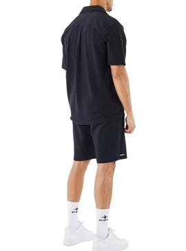 Bermuda Projeto  X Paris em tecido preto texturizado para homem.