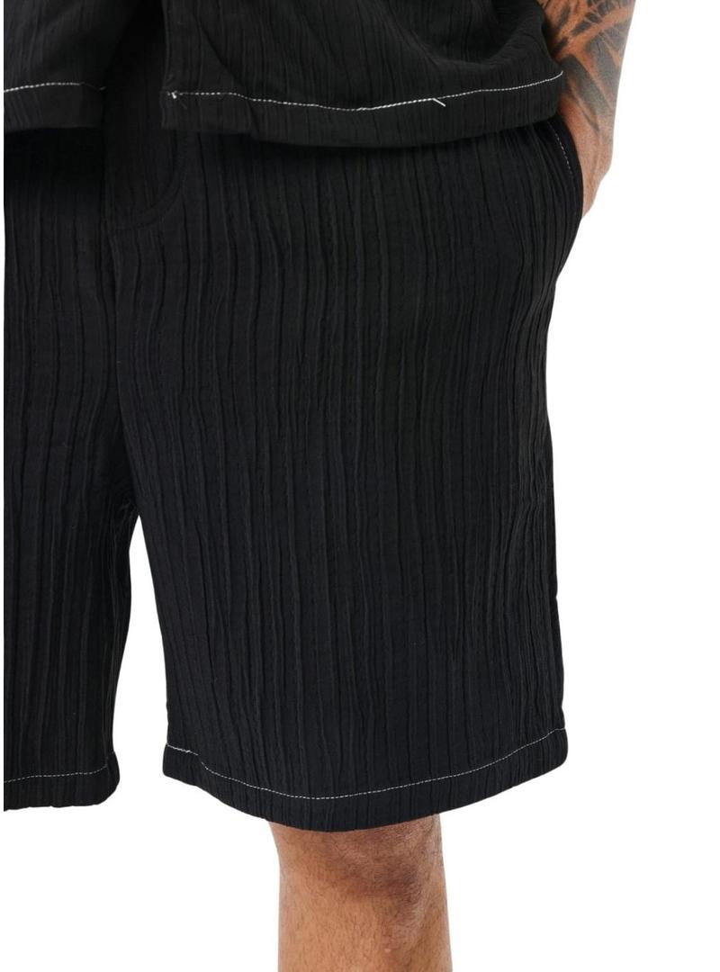 Bermuda Projeto  X Paris plissado preto para homem.