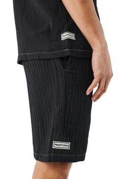 Bermuda Projeto  X Paris plissado preto para homem.