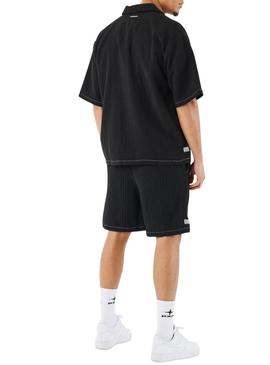 Bermuda Projeto  X Paris plissado preto para homem.