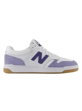 Sneakers New Balance BB480 branco e malva para homem
