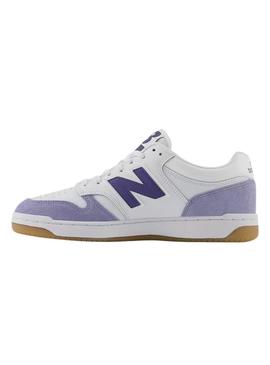 Sneakers New Balance BB480 branco e malva para homem