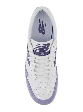 Sneakers New Balance BB480 branco e malva para homem