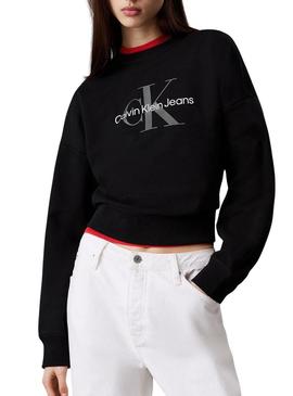 Camisola Calvin Klein monólogo relaxado preto para mulher