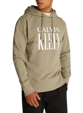 Moletom Calvin Klein com capuz e logo em relevo para homem.