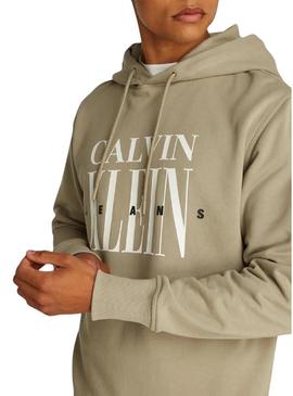 Moletom Calvin Klein com capuz e logo em relevo para homem.