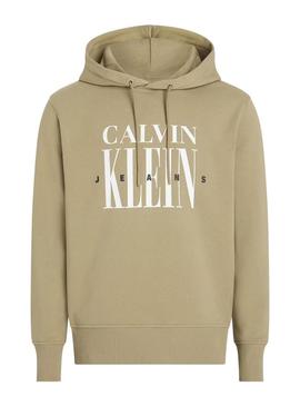 Moletom Calvin Klein com capuz e logo em relevo para homem.