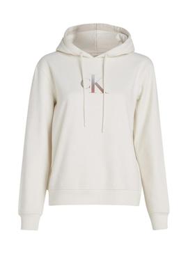 Moletom Calvin Klein Jeans Gradient bege para mulher.