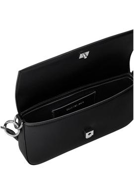 Bolsa de ombro preta com aba Calvin Klein para mulher.