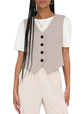 Colete Only Jayla bege para mulher