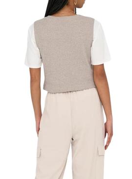 Colete Only Jayla bege para mulher