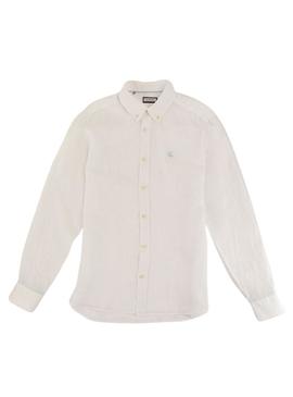 Camisa El Ganso de lino branco para homem.