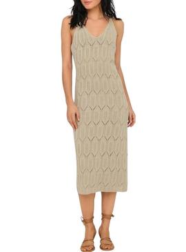 Vestido Only Mea bege para mulher