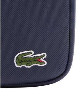 Bolsa Lacoste Flat bandoleira azul marinho para homem.