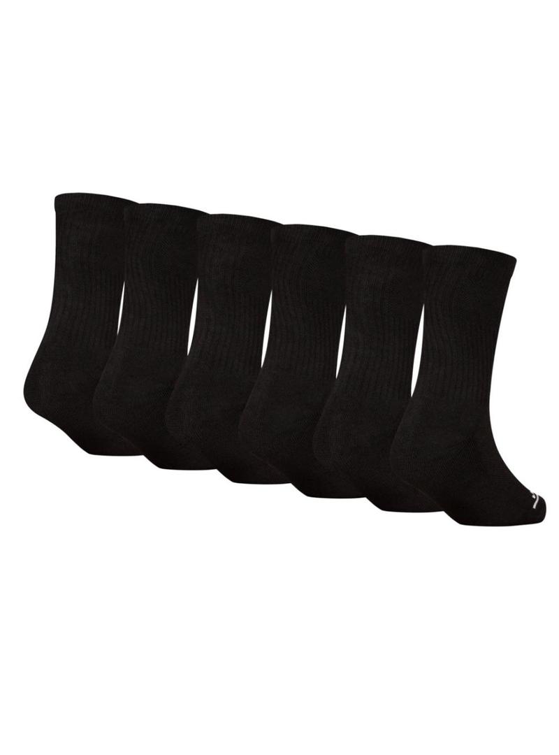 Pacote de meias Jordan com seis pares pretas para meninas e meninos.