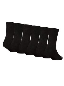 Pacote de meias Jordan com seis pares pretas para meninas e meninos.