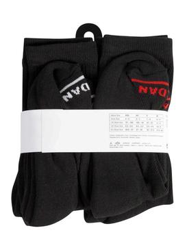 Pacote de meias Jordan com seis pares pretas para meninas e meninos.