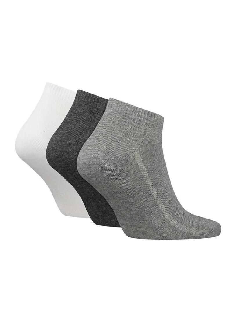 Pack de meias Levis Low Cut cinza para homem e mulher.