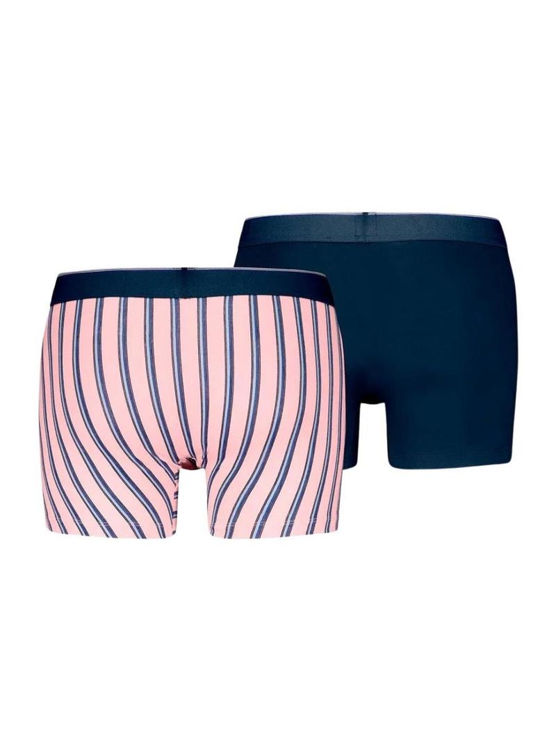 Pack de cuecas Levis Vertical Stripe azul marinho e rosa para homem.
