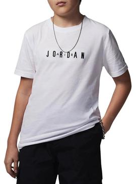 Camisa Jordan Nike Woldmark branca para criança.