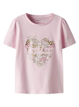 Camiseta Name It Hnanna rosa para menina