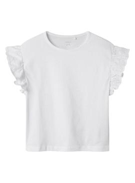 Camiseta Name It Rejaline branca para menina.