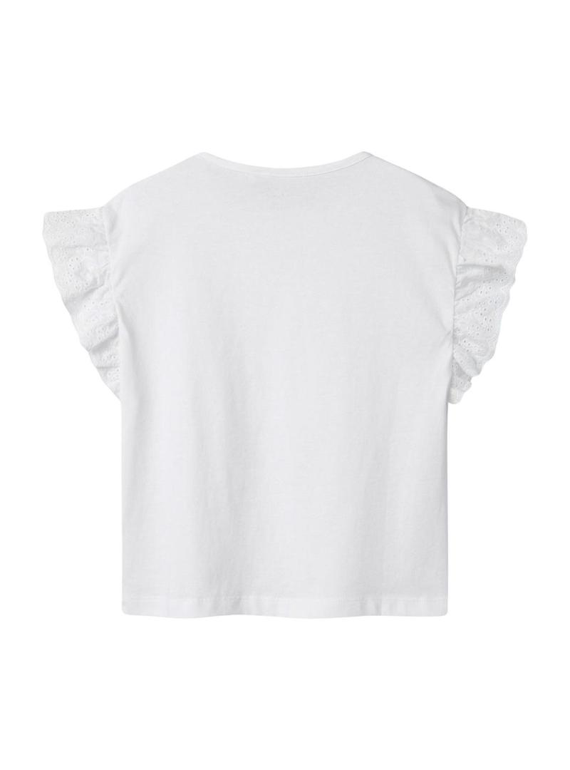 Camiseta Name It Rejaline branca para menina.