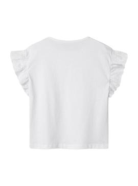 Camiseta Name It Rejaline branca para menina.