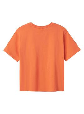 Camiseta Name It Elka laranja para menina.