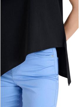 Camiseta Naf Naf irregular preta para mulher.