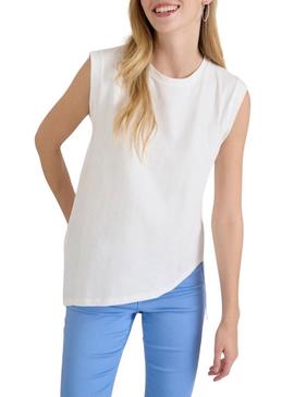 Camisa Naf Naf irregular branca para mulher.