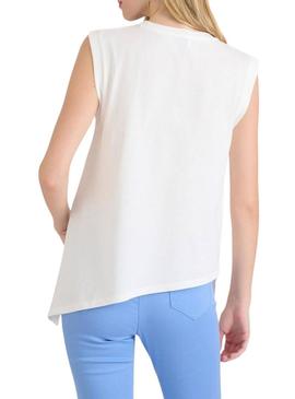 Camisa Naf Naf irregular branca para mulher.