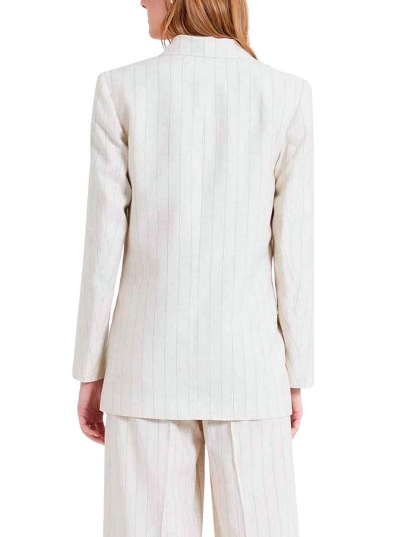 Americana Naf Naf listrada diplomática bege para mulher.