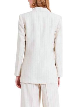 Americana Naf Naf listrada diplomática bege para mulher.