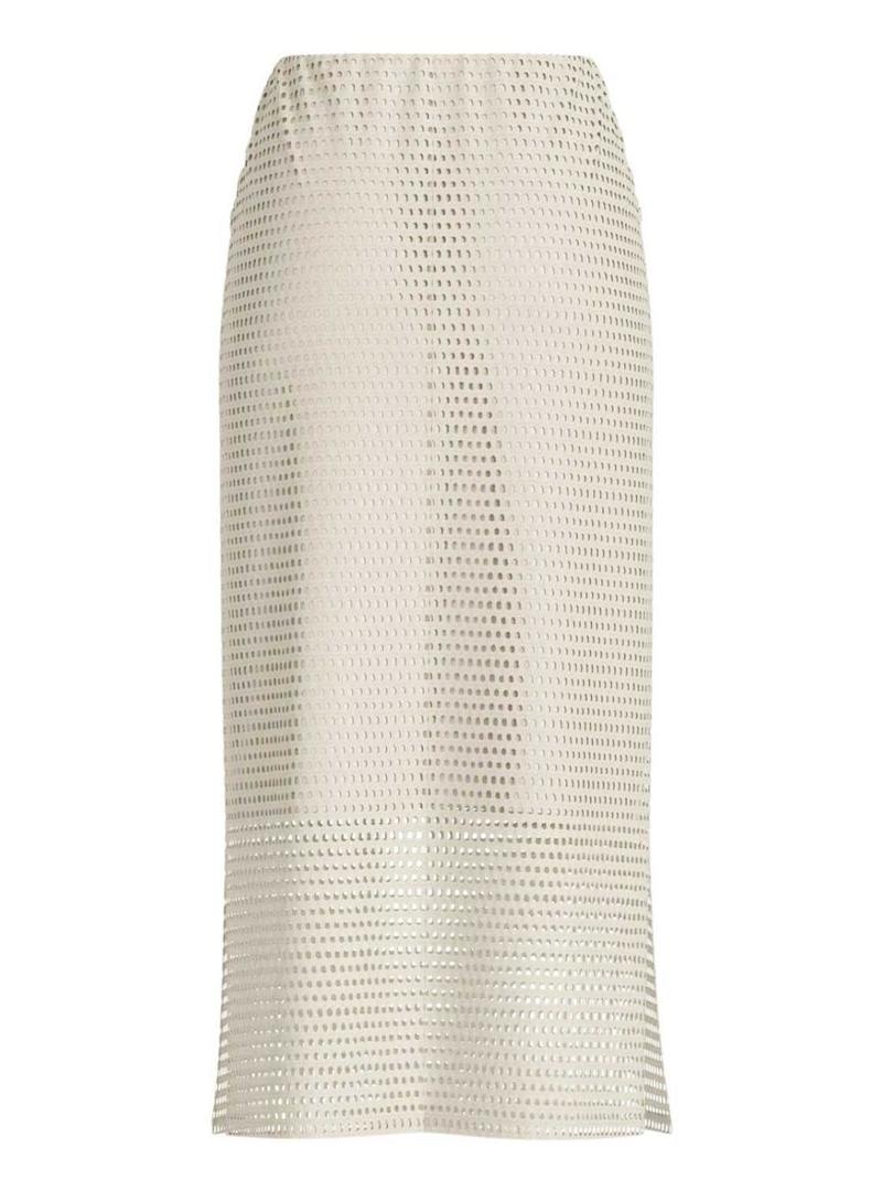 Saia Vila Viadella bege midi para mulher.