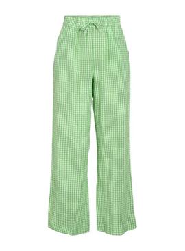 Calças Vila Vialvaro xadrez vichy verde para mulher.