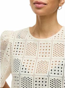 Top Vila Vinovira bege perfurado para mulher