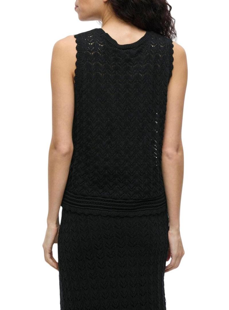 Top Vila Vidolise de crochê preto para mulher 