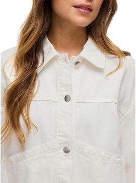 Jaqueta jeans Vila Vipal branca para mulher