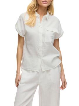 Camisa Vila Vilania manga curta branca para mulher.